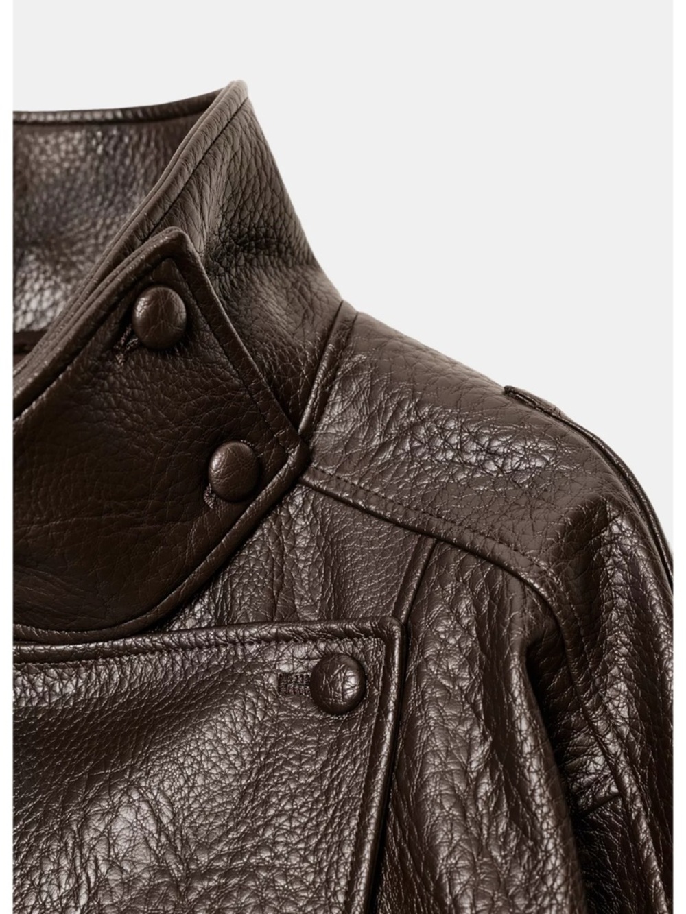 Zara faux brown leather pleather jacket S NWOT - Picture 3 of 15